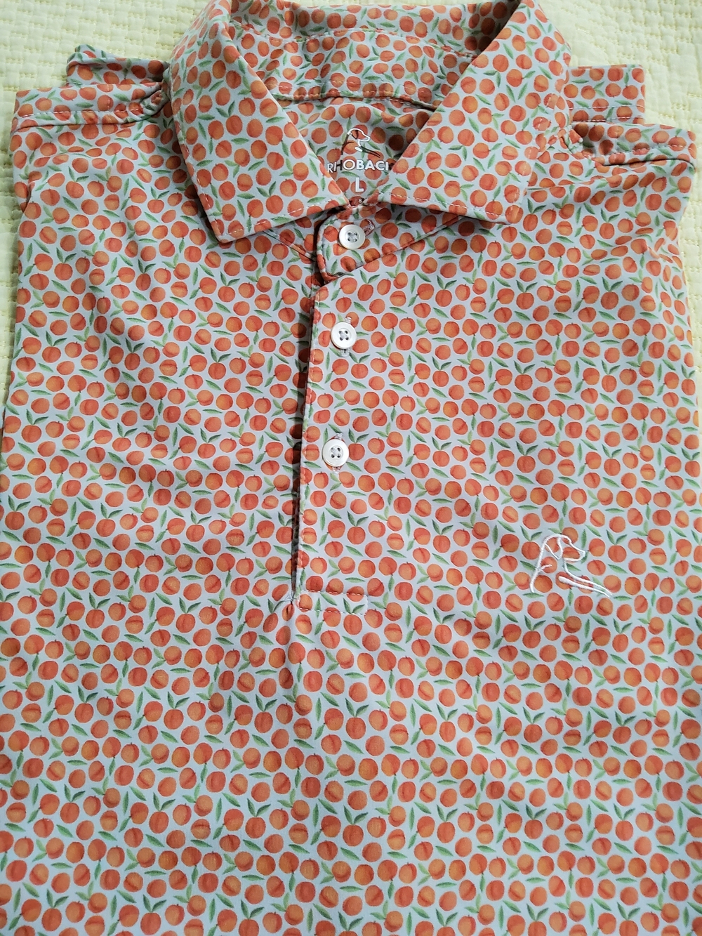 RHOBACK Orange Print Performance Polo Shirt Size L
